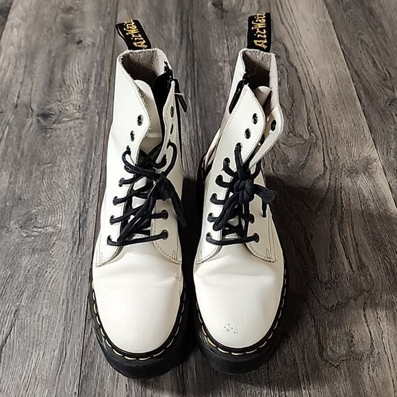Dr Martens Women White Solid Platform Combat Boot Jadon Lace-Up Size 7 - Picture 6 of 10